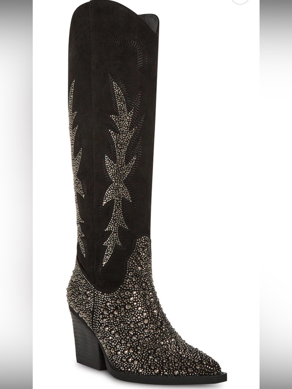 Madden Girl Embellished Black Suede Western Boot